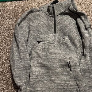 Adidas Men's Gray Zip-Up Sweater and Sweats